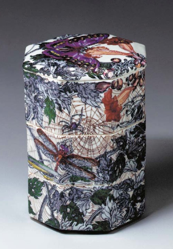 Octagonal Porcelain Three-Tiered Food Container designed by Ikuta Susumu. Christies's